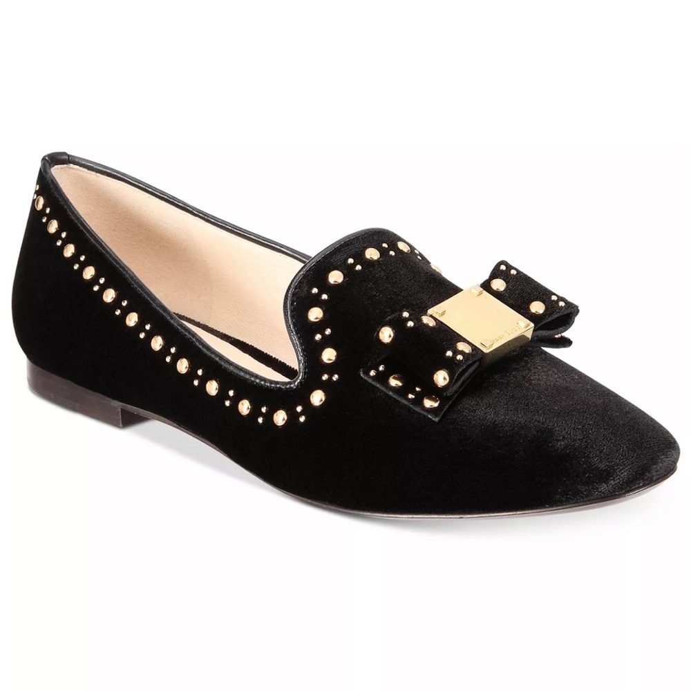 Cole Haan women's Tali bow stud velvet loafer, black 6.5B